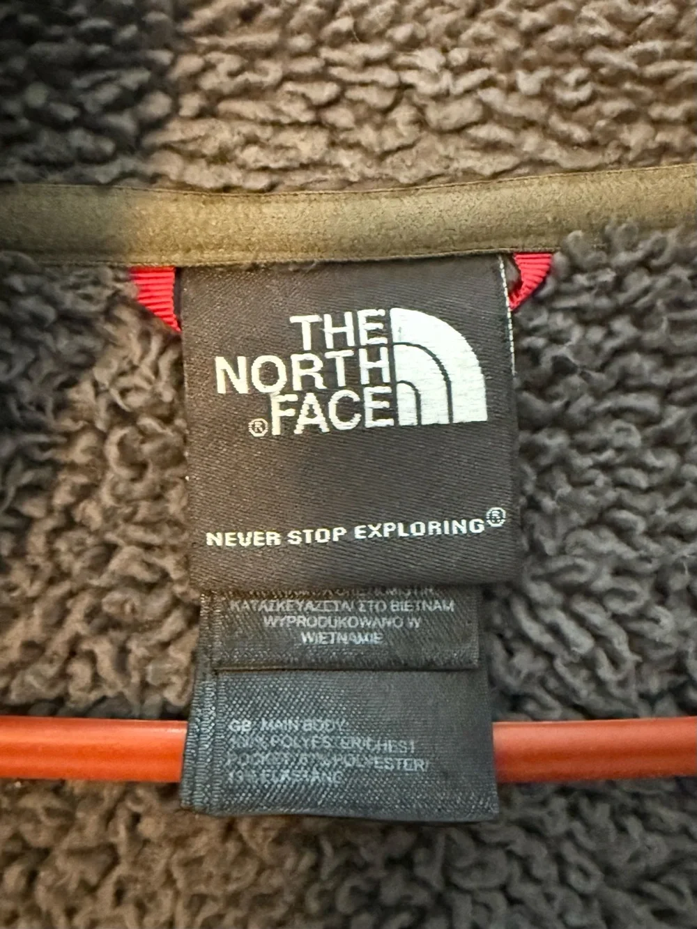 The North Face Men's Brown Fleece Jacket with Black Chest Pocket